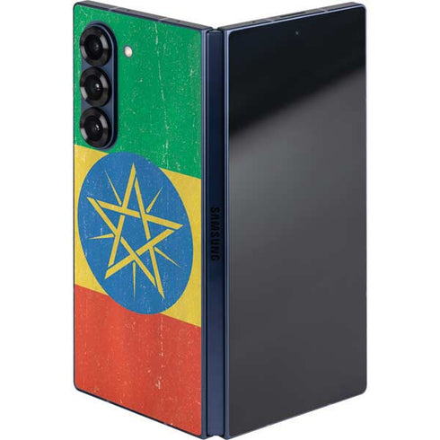 Ethiopia Flag Distressed Galaxy Z Fold6 Skin